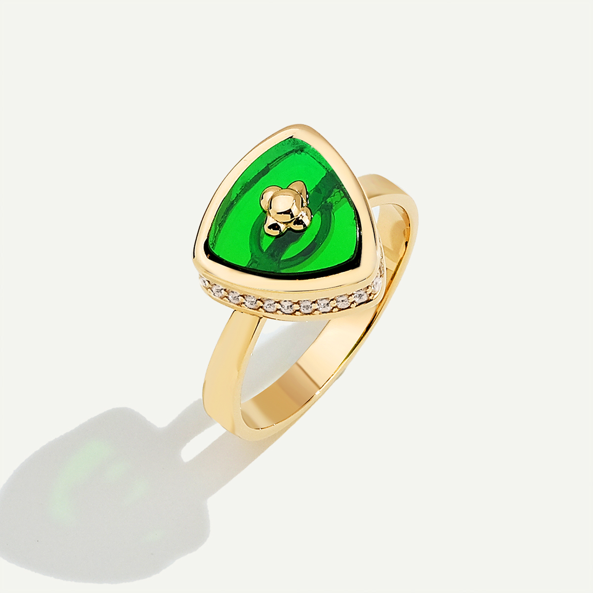 Bonbon 14 Ayar Altın Yeşil Taşlı Yüzük