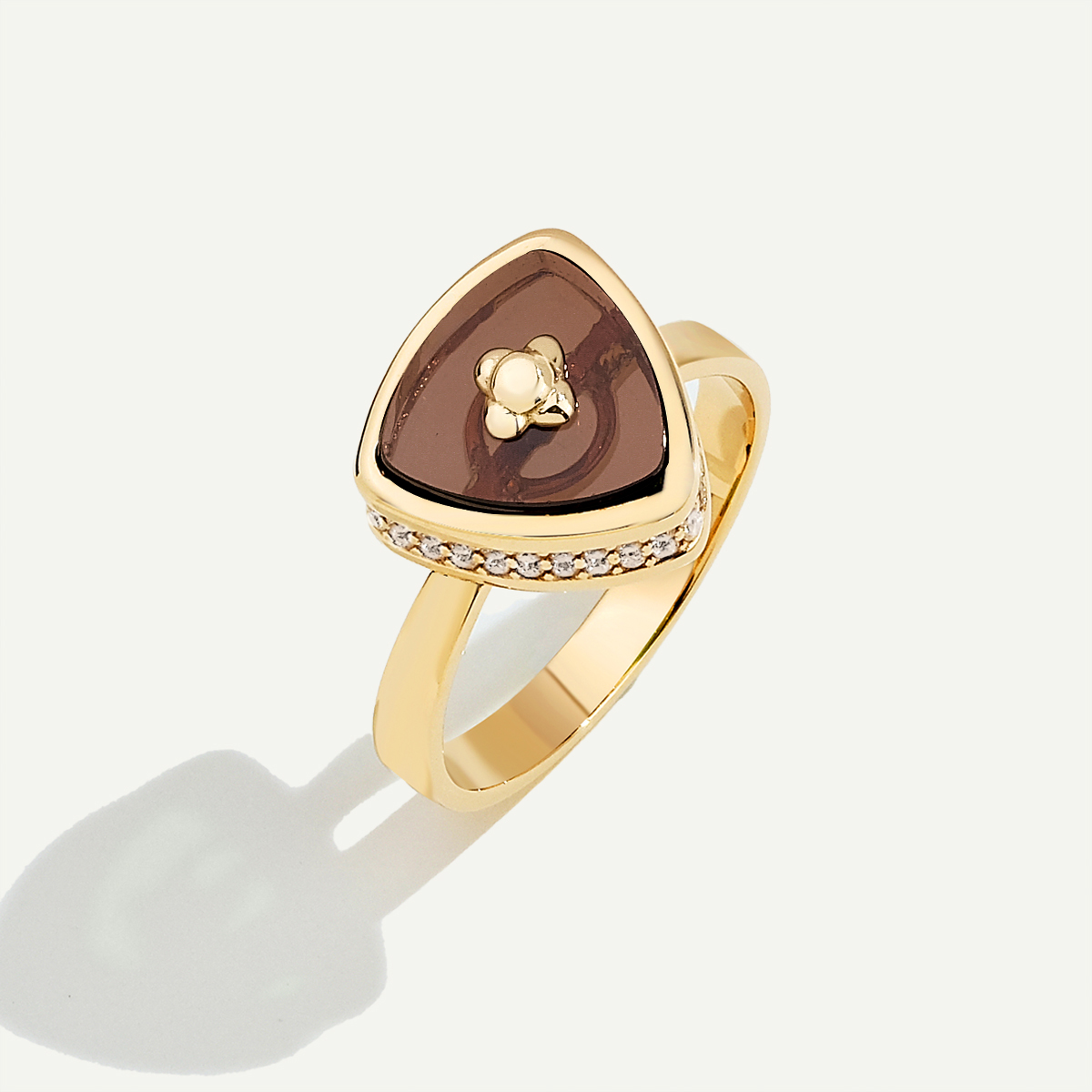 Bonbon 14 Ayar Altın Kahverengi Taşlı Yüzük
