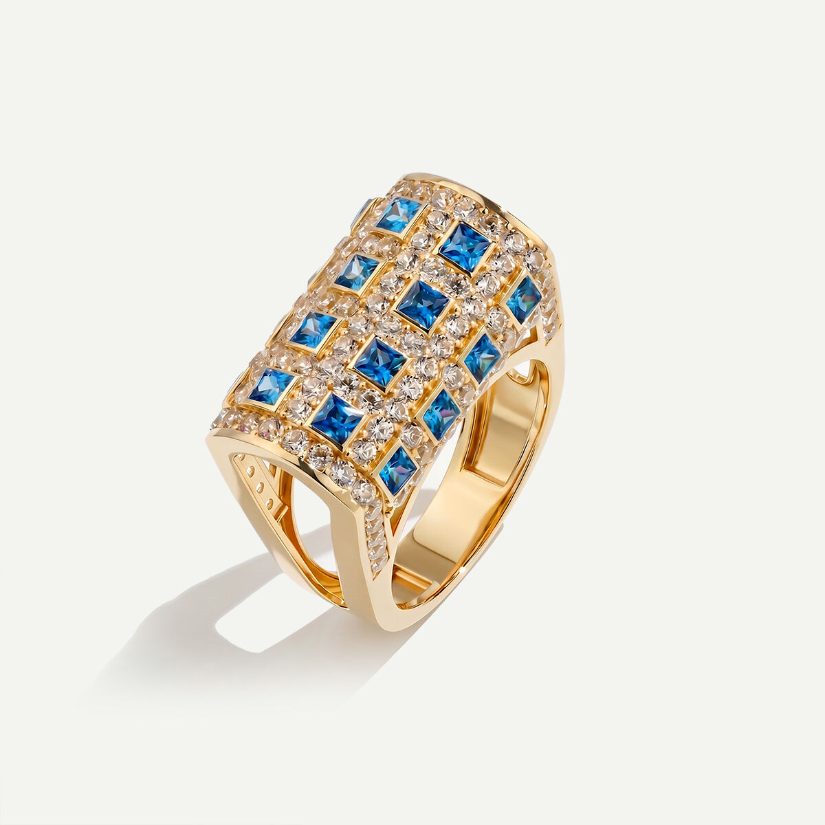 Vega 14 Ayar Altın Mavi Taşlı Yüzük