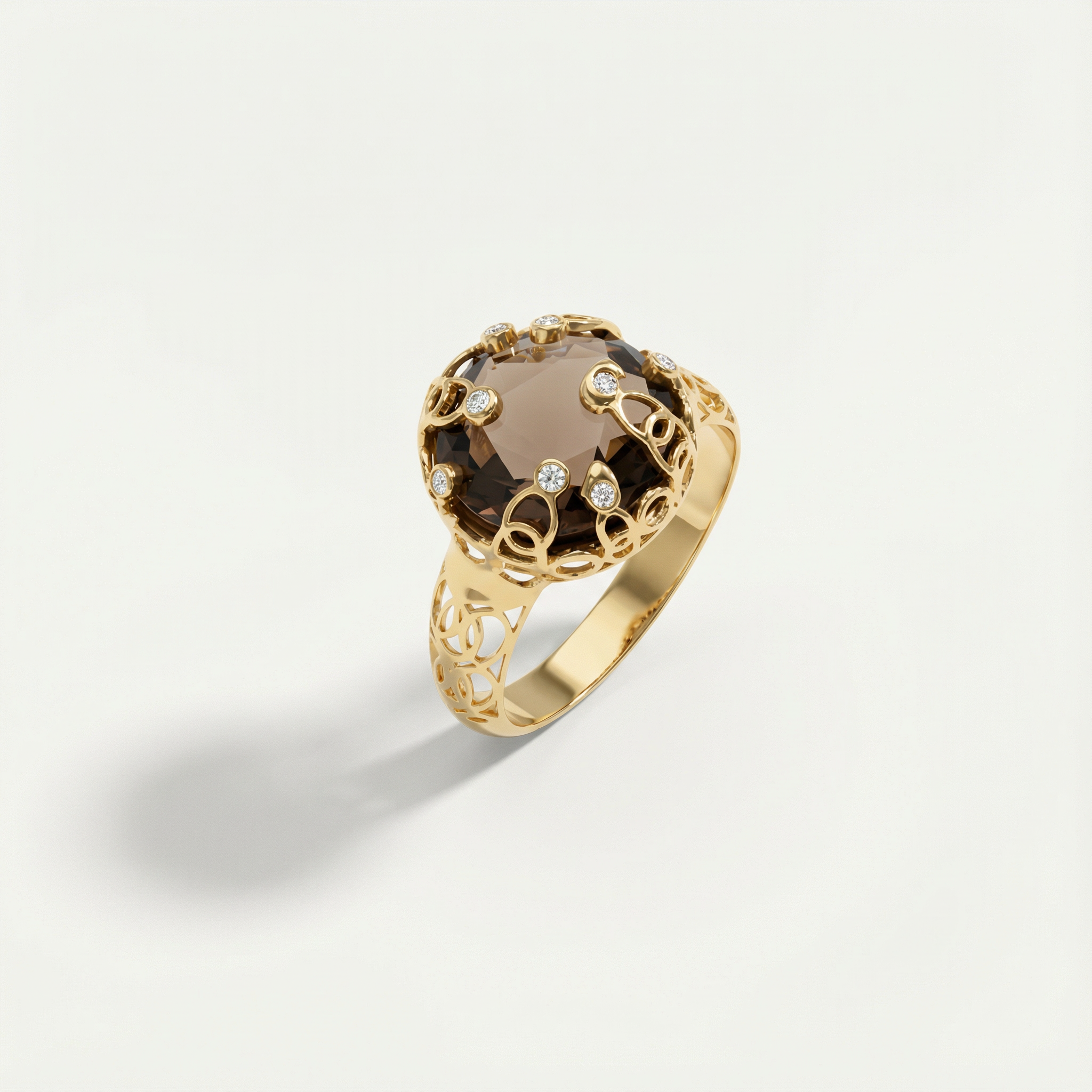 14 Ayar Altın Kahverengi Taşlı Yüzük