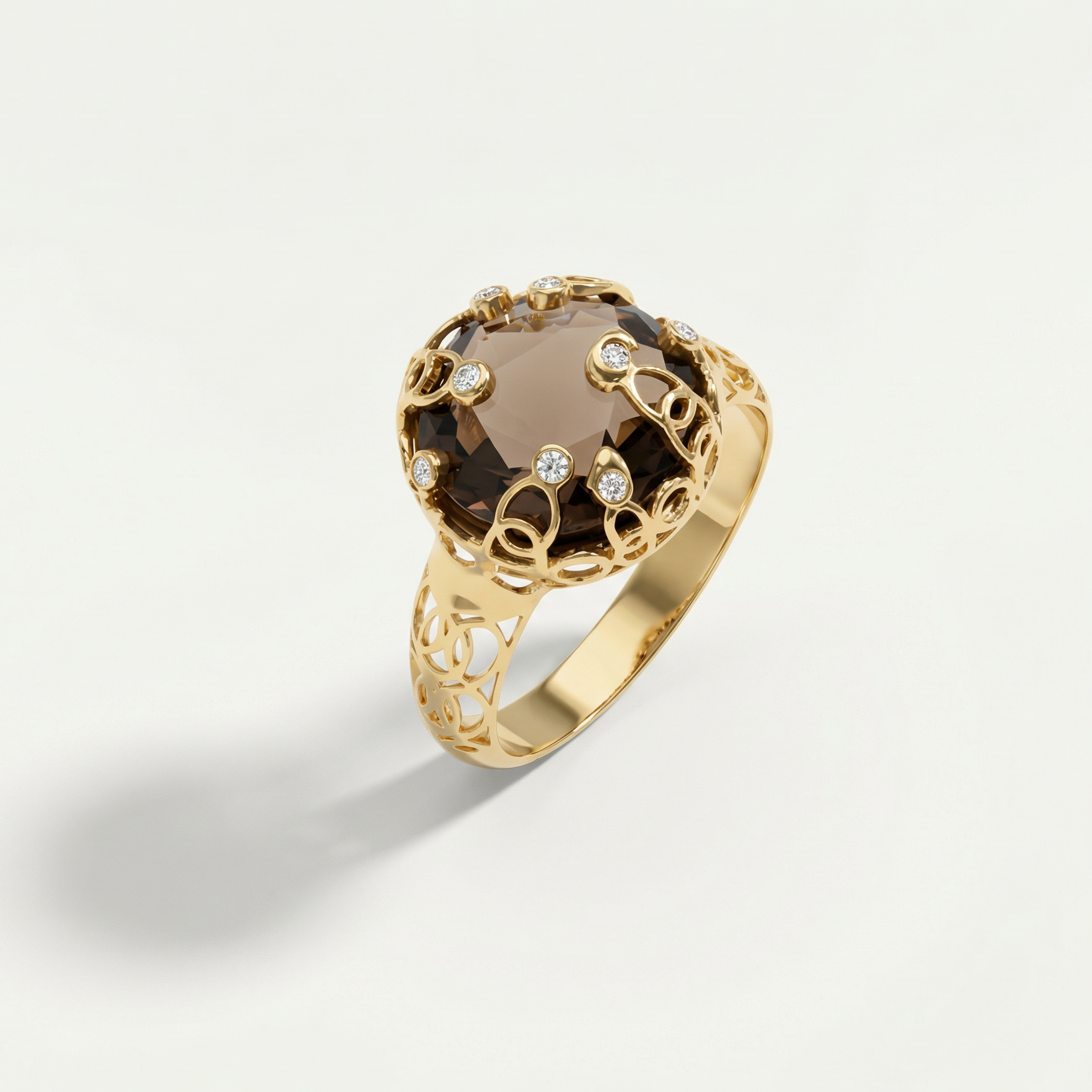 14 Ayar Altın Kahverengi Taşlı Yüzük