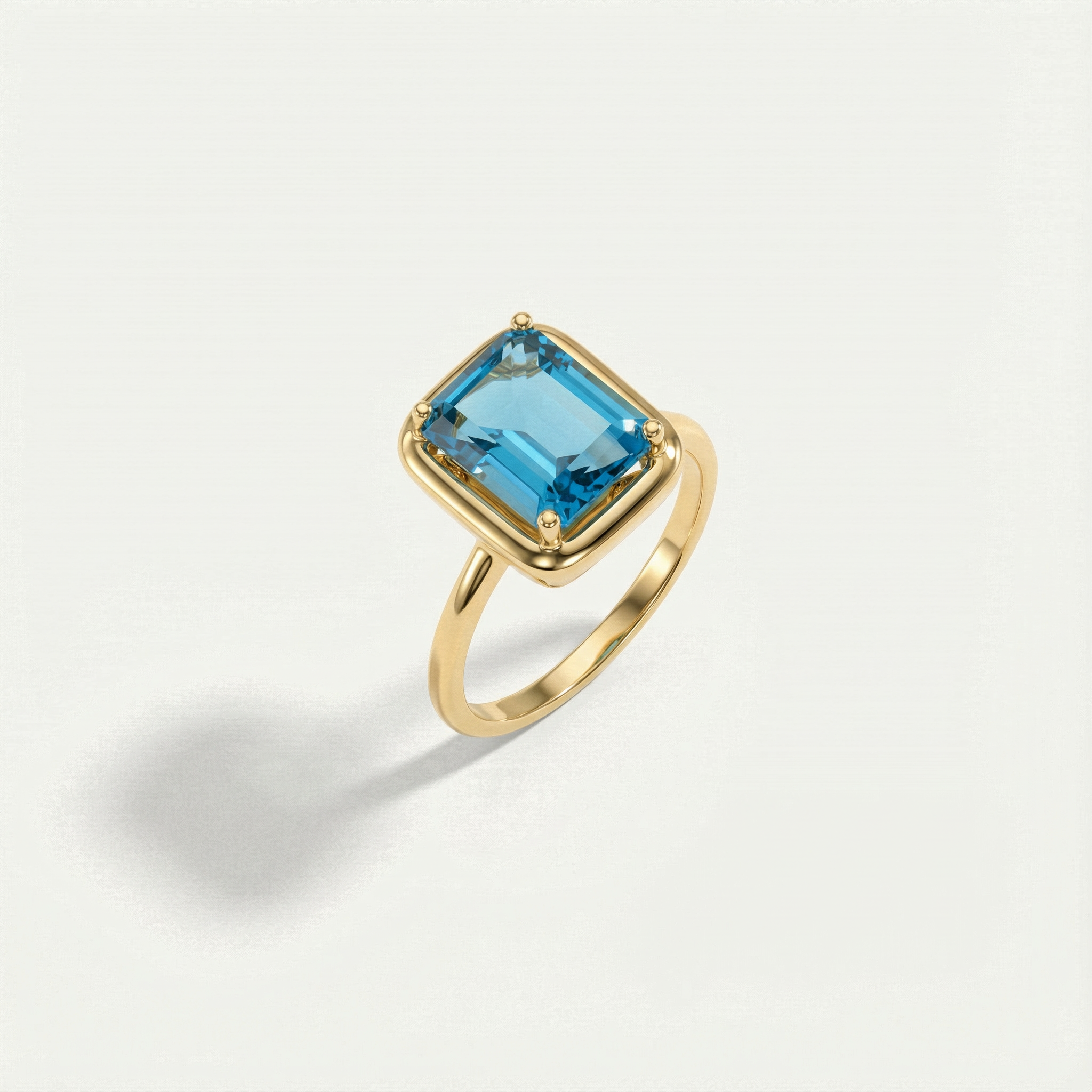 14 Ayar Altın Mavi Taşlı Yüzük