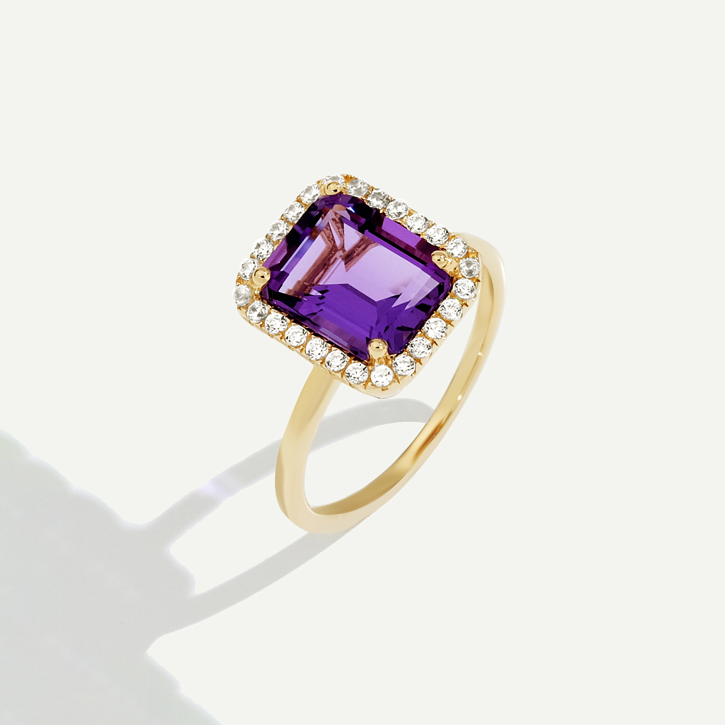 14 Ayar Altın Mor Taşlı Yüzük