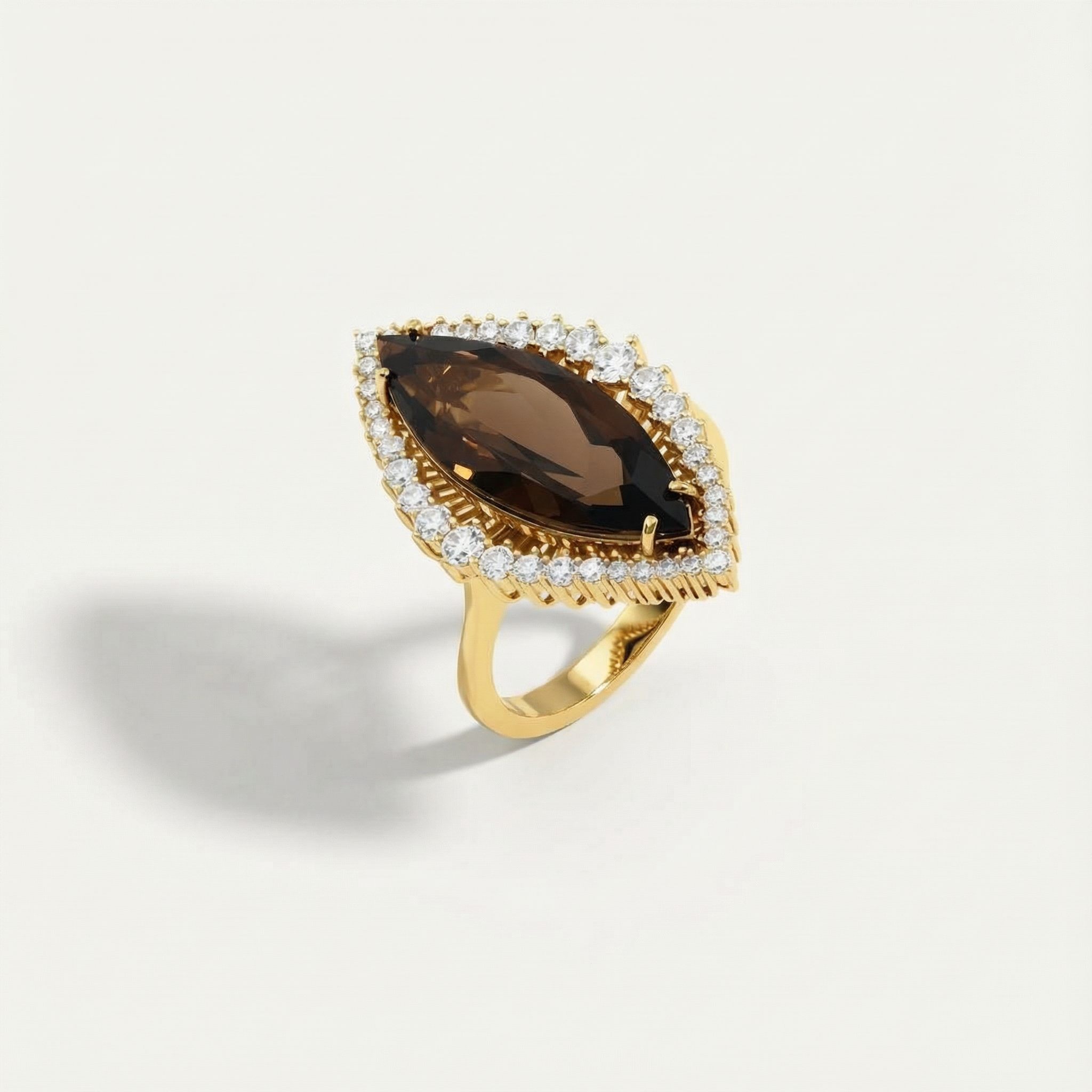 14 Ayar Altın Kahverengi Taşlı Yüzük