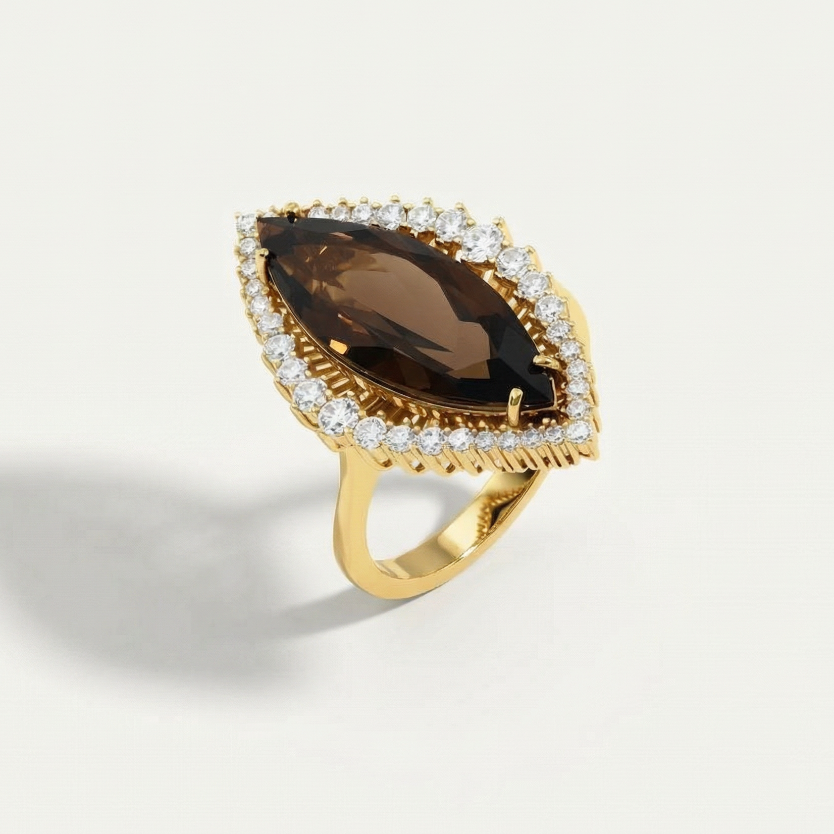 14 Ayar Altın Kahverengi Taşlı Yüzük