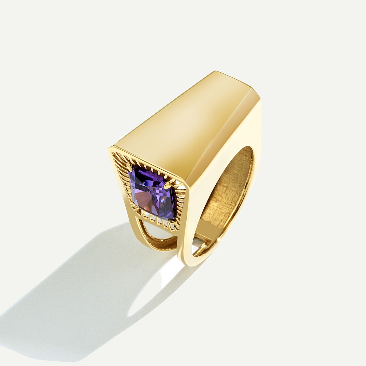 Electra 14 Ayar Altın Mor Taşlı Yüzük 