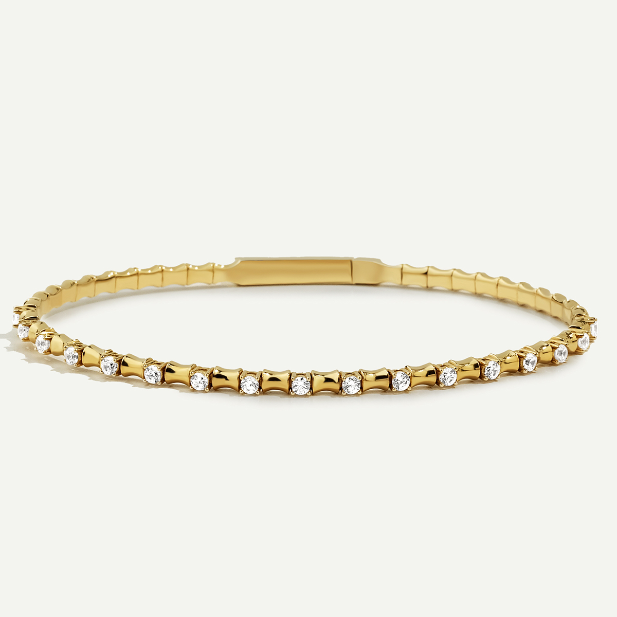 14 Ayar Altın Taşlı Minimal Kelepçe