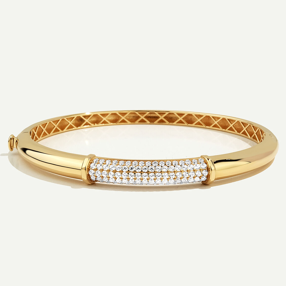 14 Ayar Altın Silindir Formlu Taşlı Kelepçe