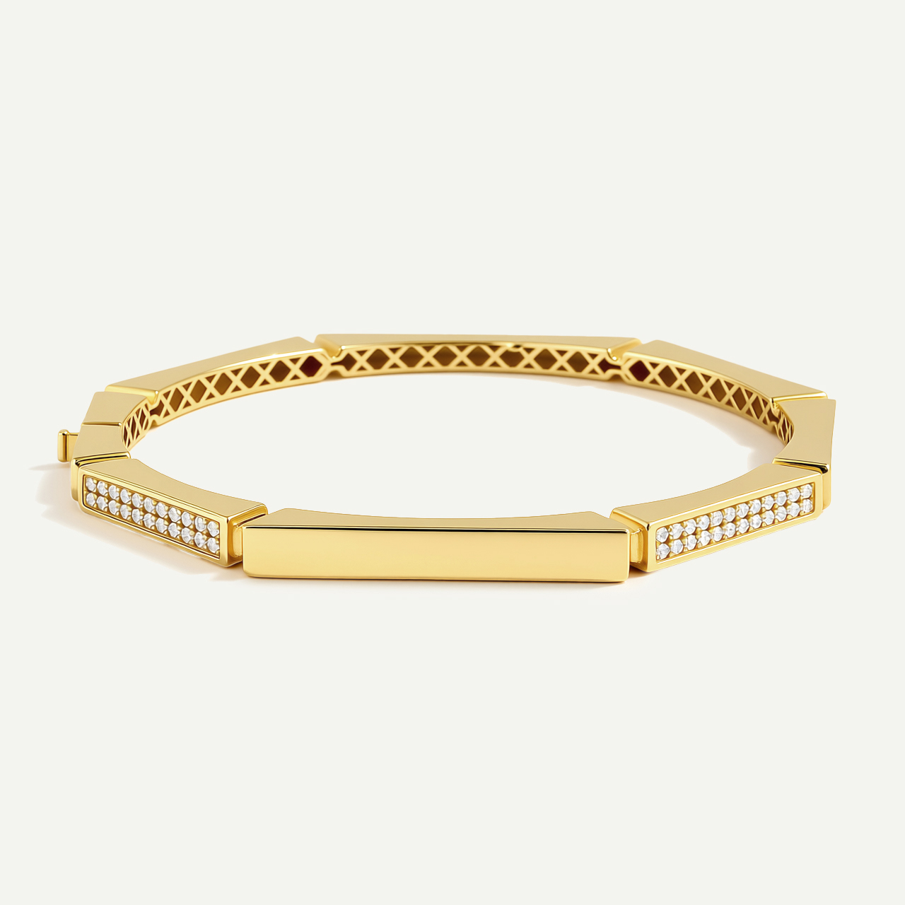 Baget 14 Ayar Altın Taşlı Kelepçe