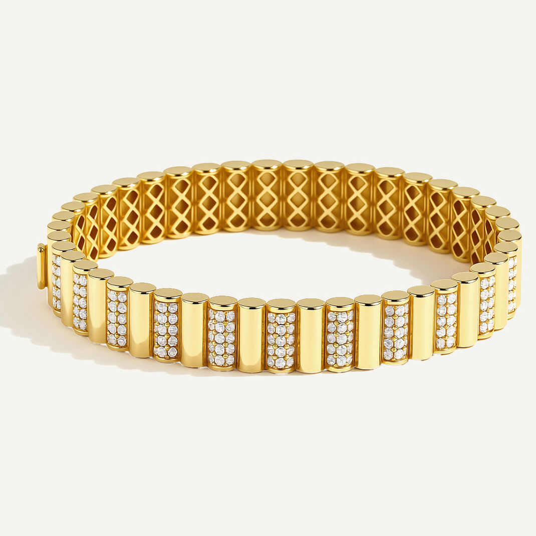 Eta 14 Ayar Altın Sıralı Dikdörtgen Taşlı Kelepçe