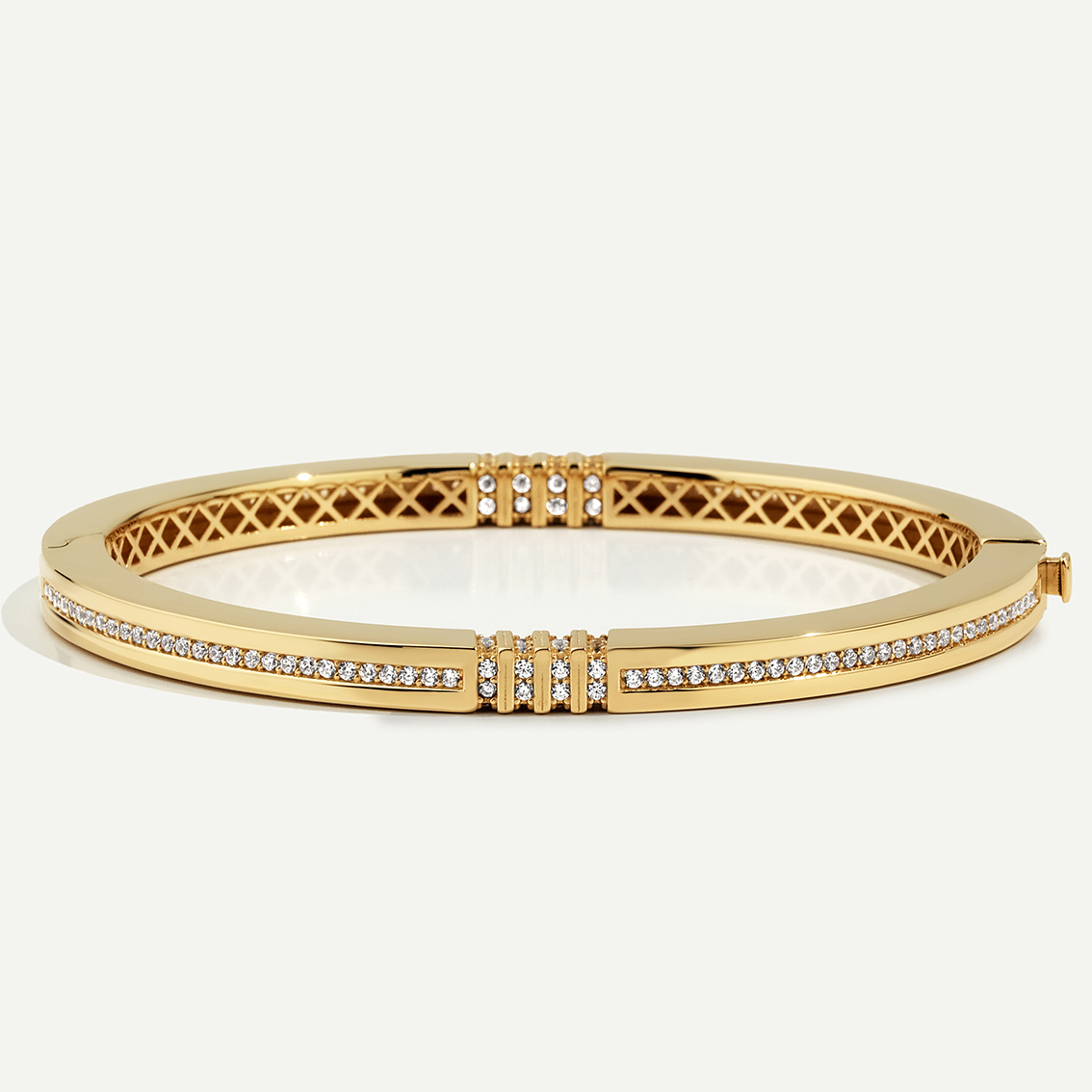 14 Ayar Altın İnce Taşlı Kelepçe