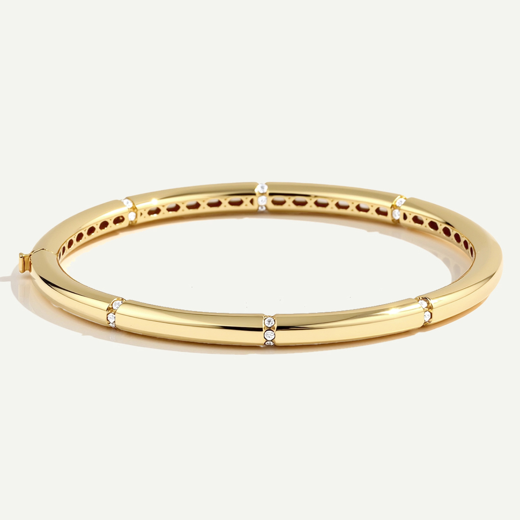 14 Ayar Altın Minimal Taşlı Kelepçe