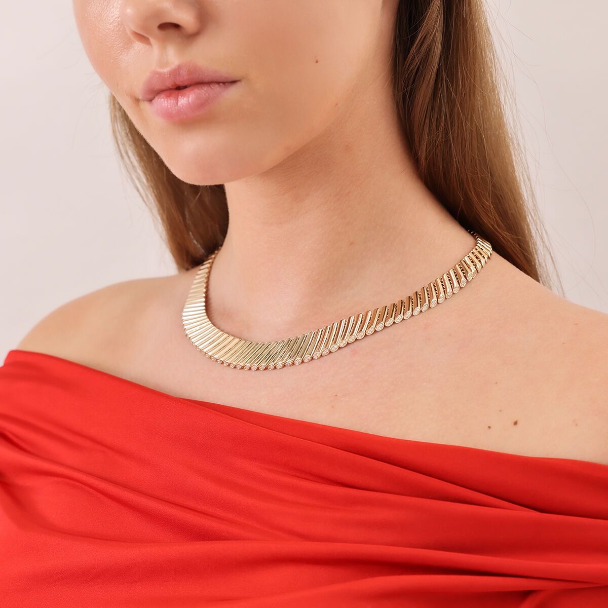 Electra 14 Ayar Altın Taşlı Kolye