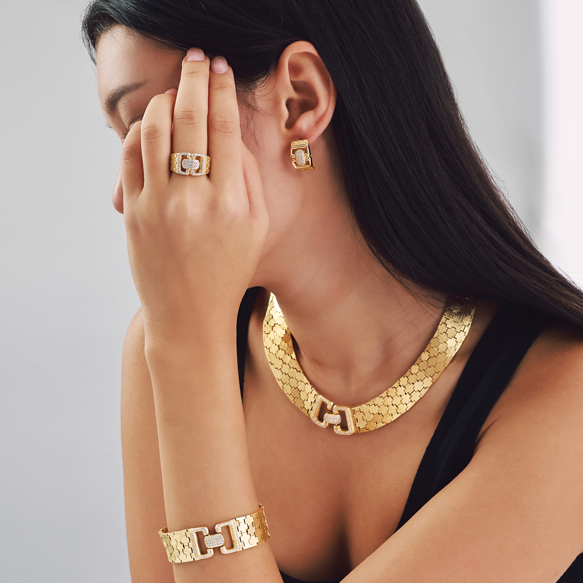 14 Ayar Altın Taşlı Set