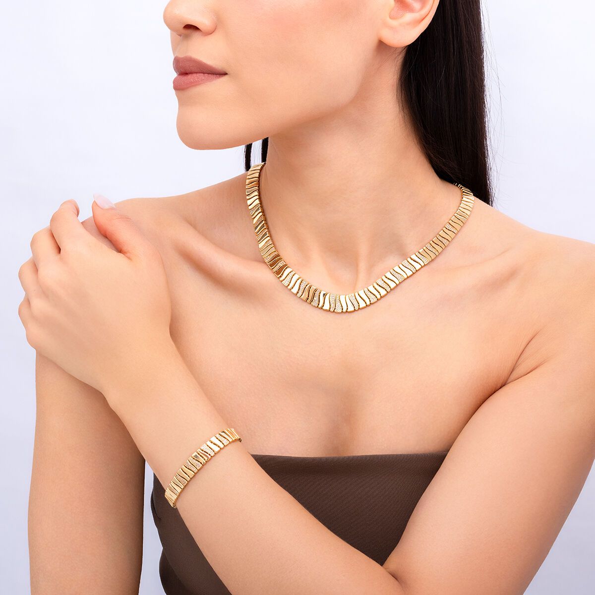 14 Ayar Altın Taşlı Set