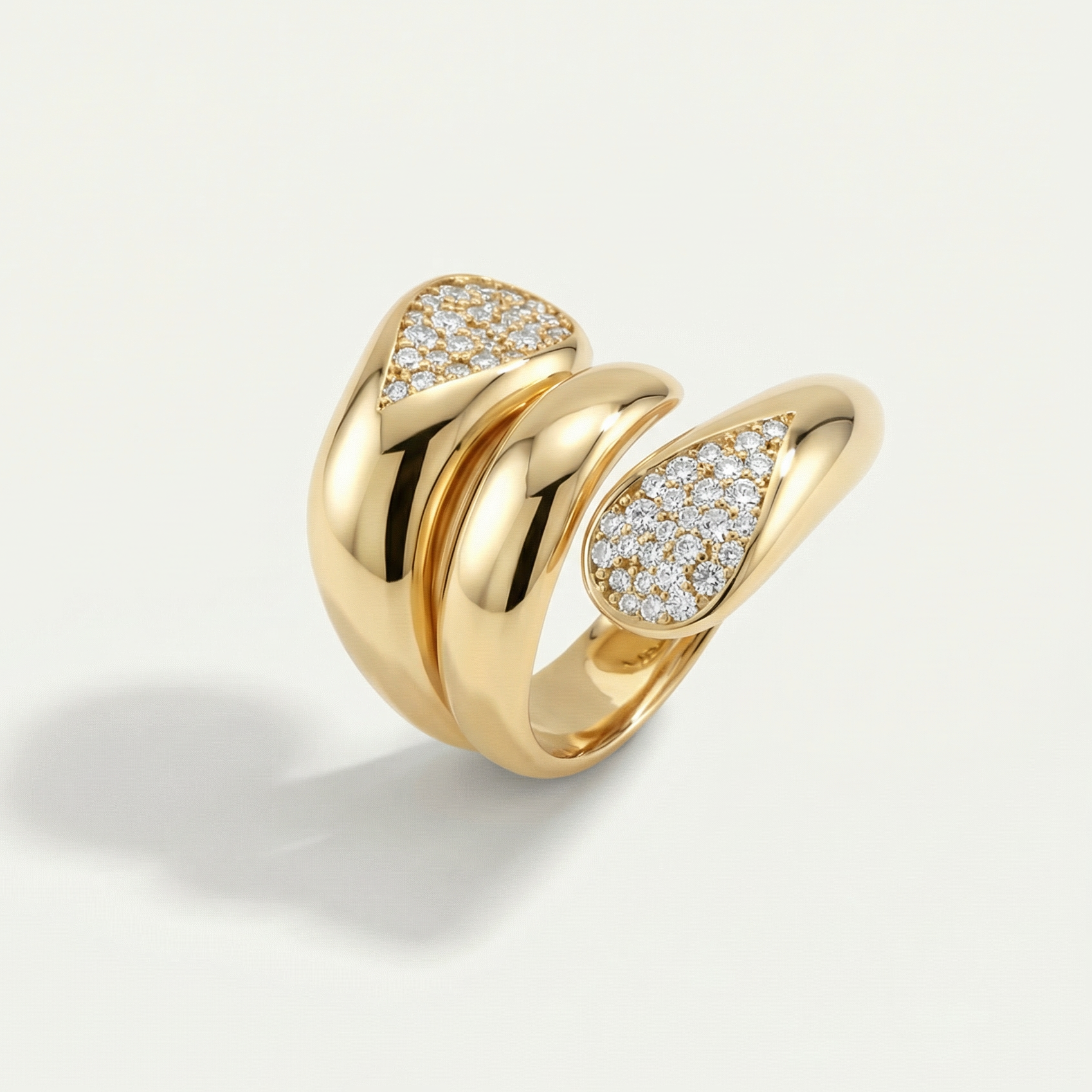 Electra 14 Ayar Altın Üçlü Formlu Taşlı Yüzük