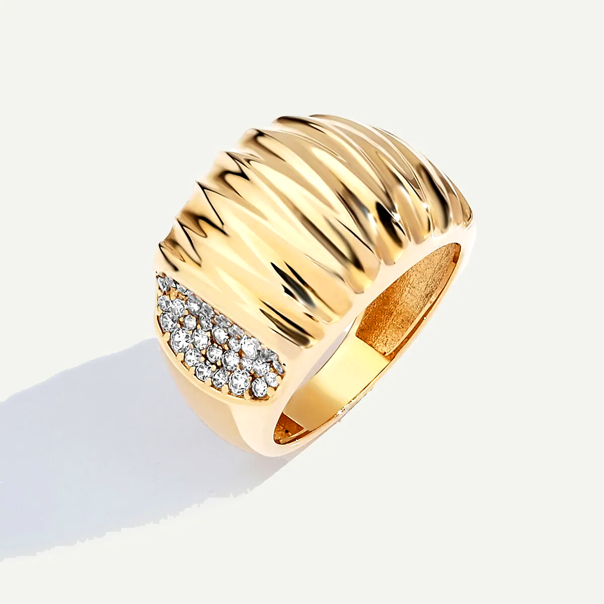 Maya 14 Ayar Altın Yanı Taşlı Yüzük