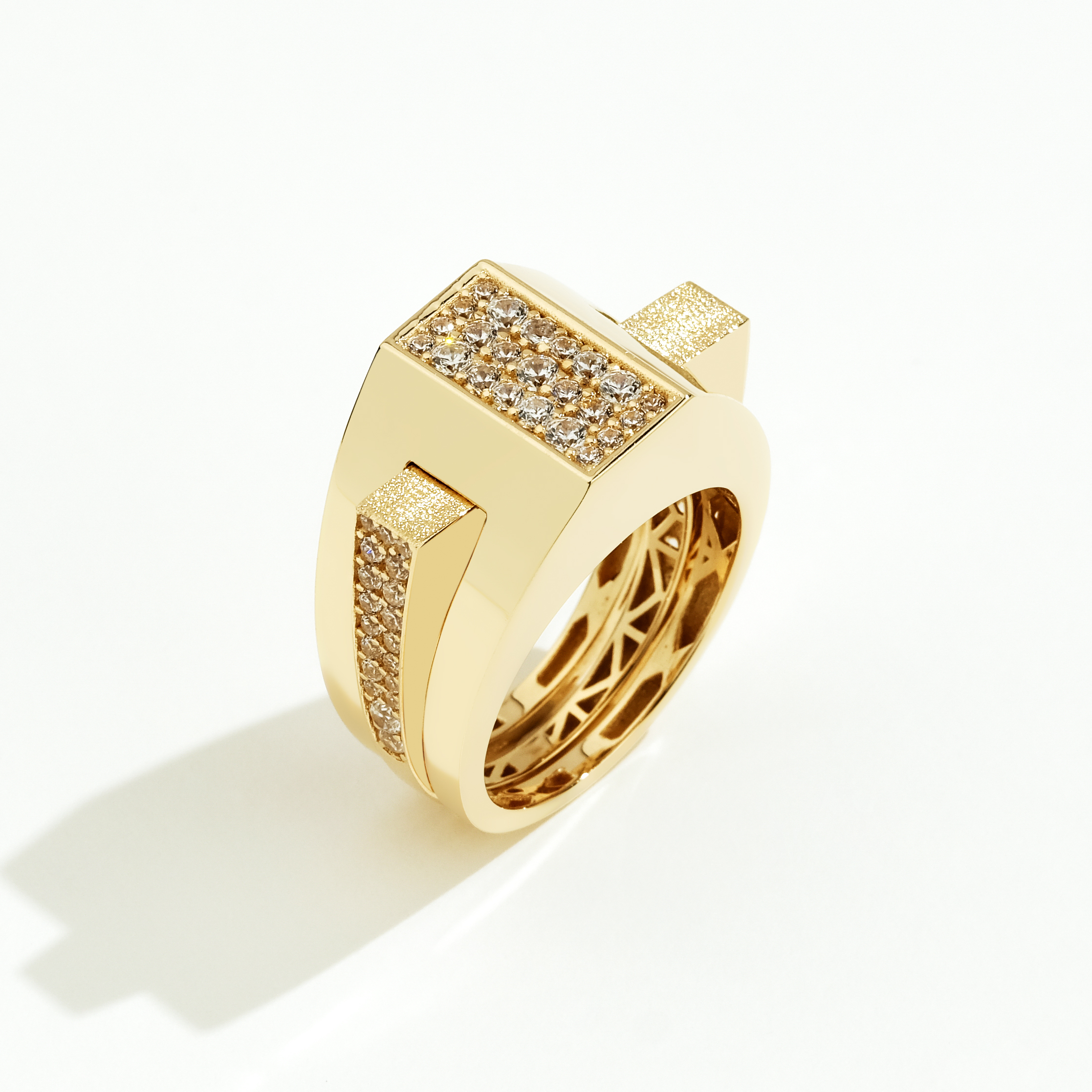 Baget 14 Ayar Altın İkili Taşlı Yüzük