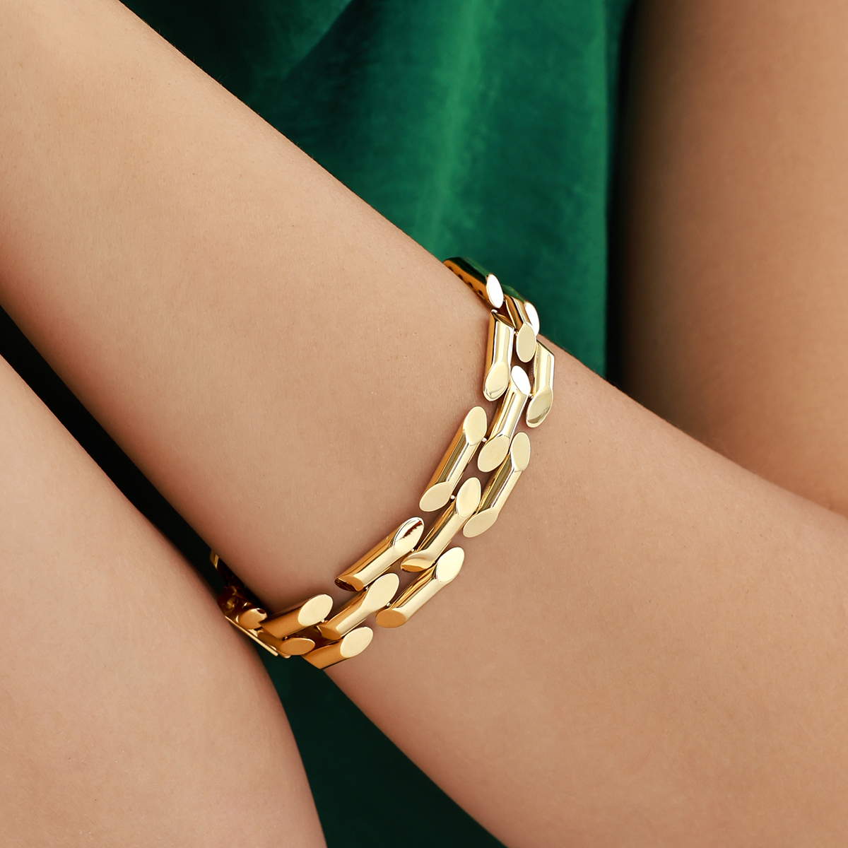 14 Ayar Altın Üç Sıralı Bileklik