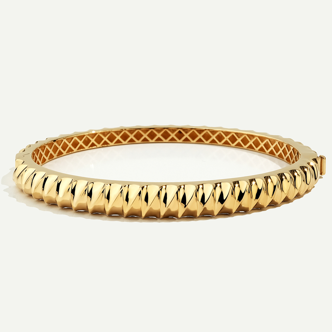 Maya 14 Ayar Altın Yiv Desenli Kelepçe