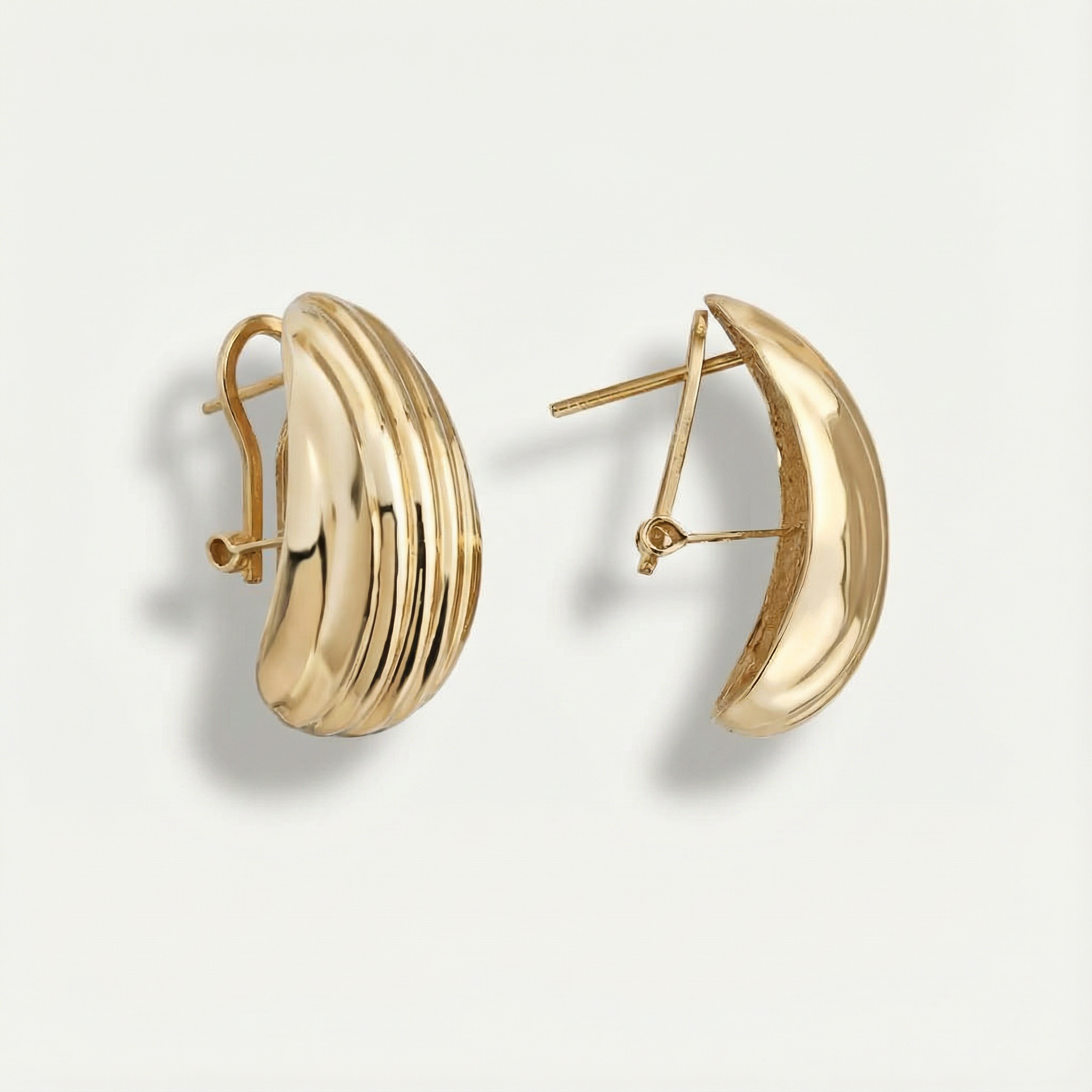 Maya 14 Ayar Altın Çizgi Detaylı Damla Küpe