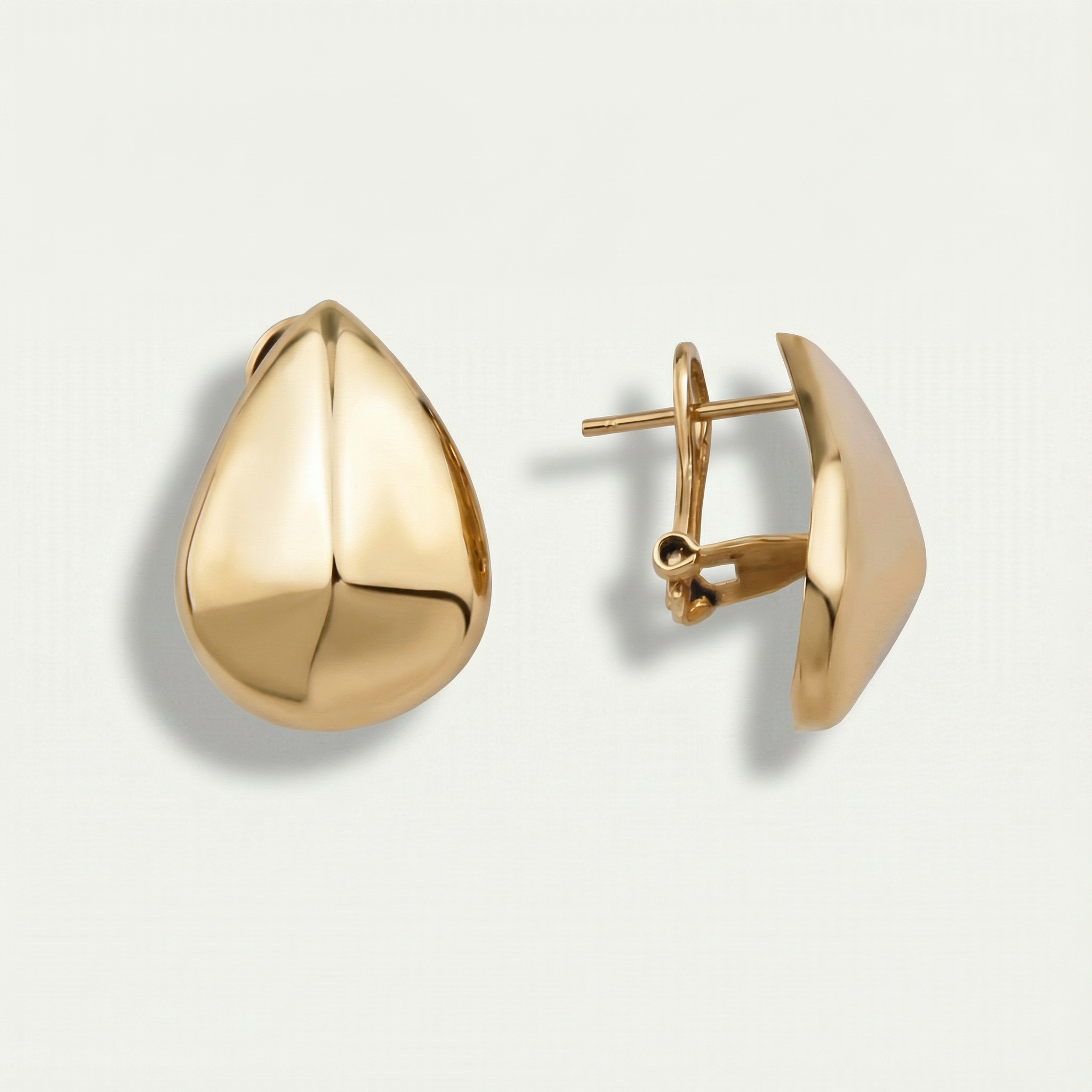 14 Ayar Altın Bombeli Damla Küpe