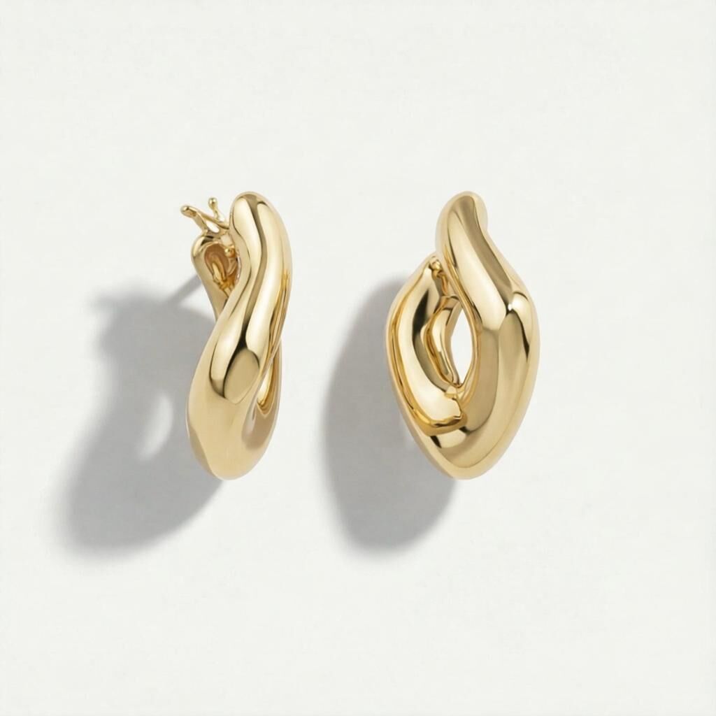 14 Ayar Altın Tasarım Küpe