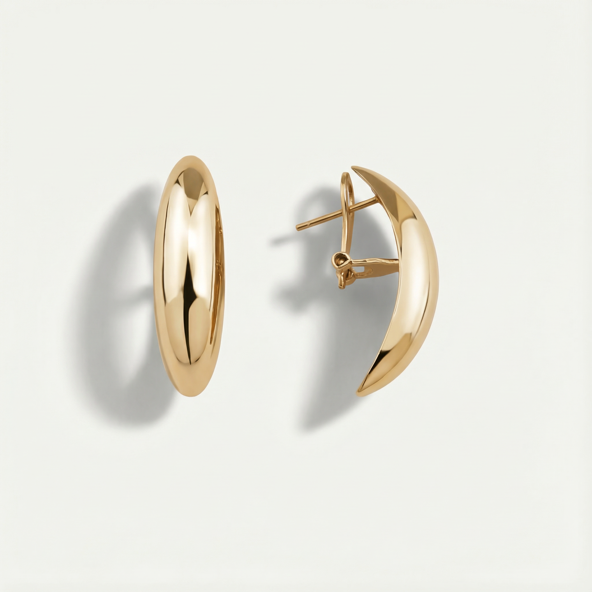 14 Ayar Altın Hilal Formlu Küpe