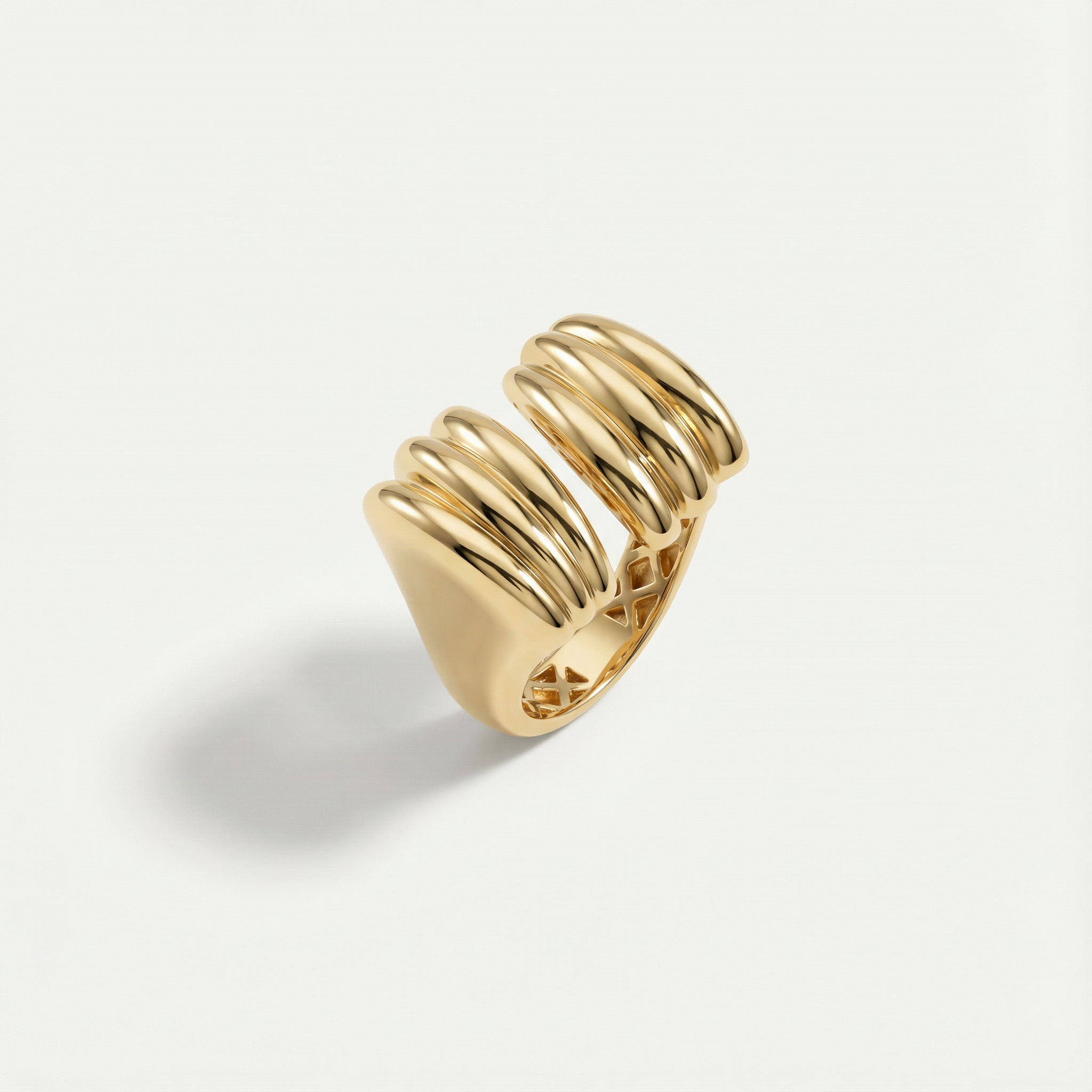 Maya 14 Ayar Altın Kesik Şeritli Yüzük