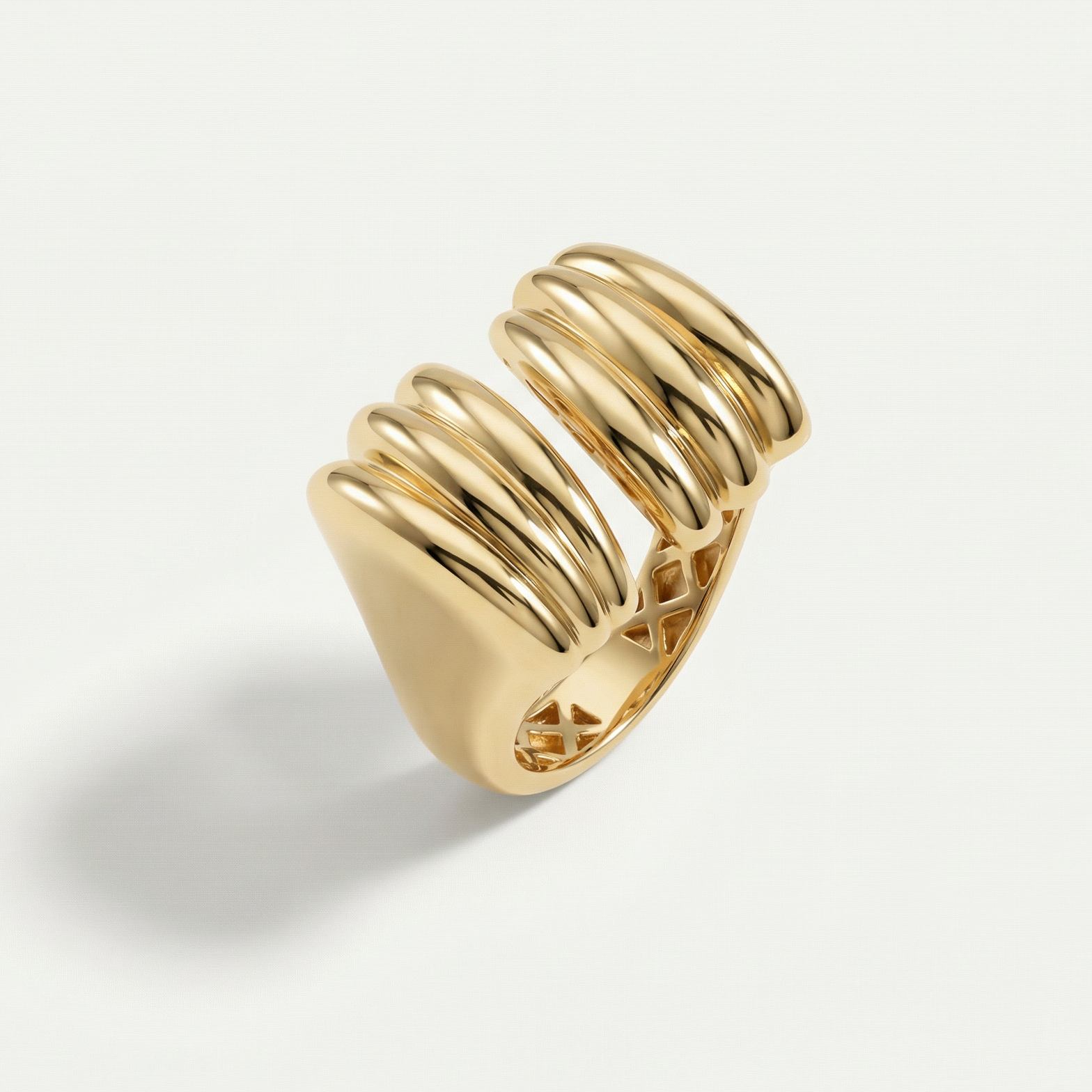 Maya 14 Ayar Altın Kesik Şeritli Yüzük