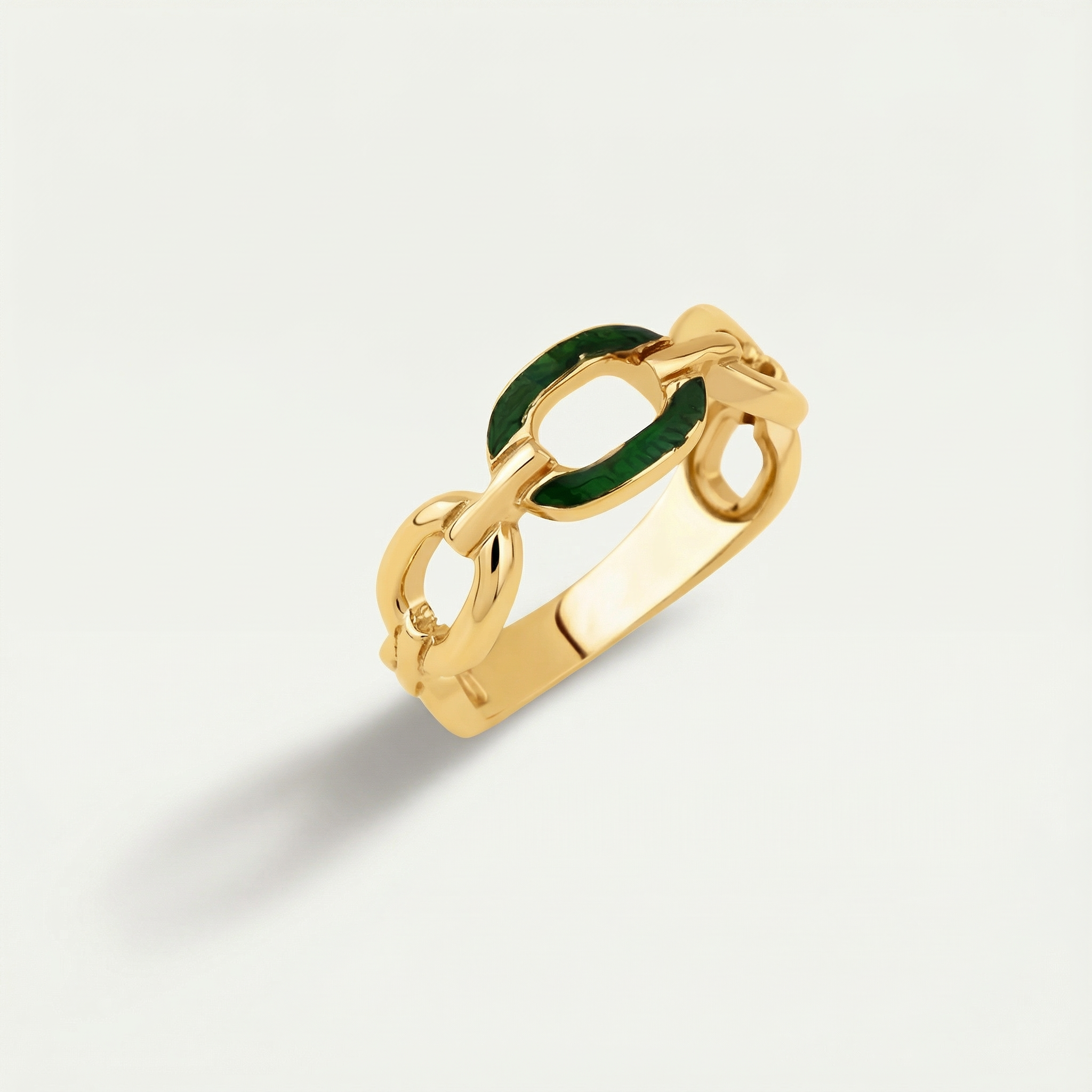 14 Ayar Altın Yeşil Mineli Yüzük