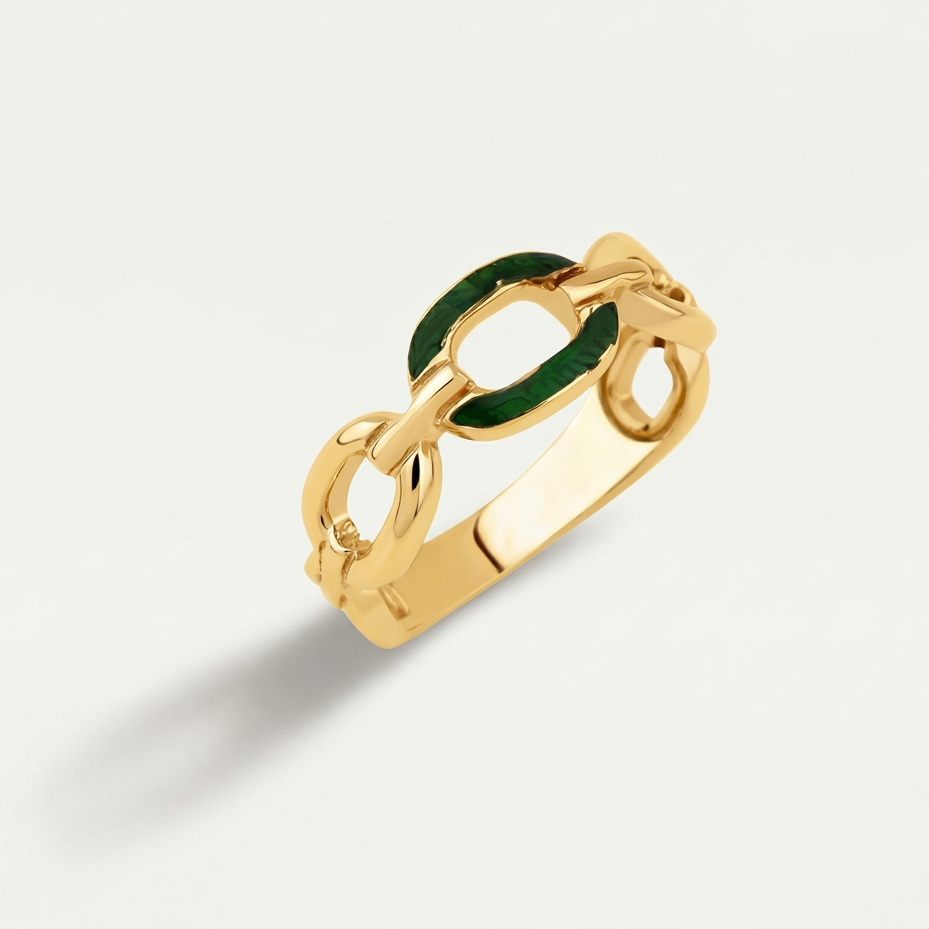 14 Ayar Altın Yeşil Mineli Yüzük